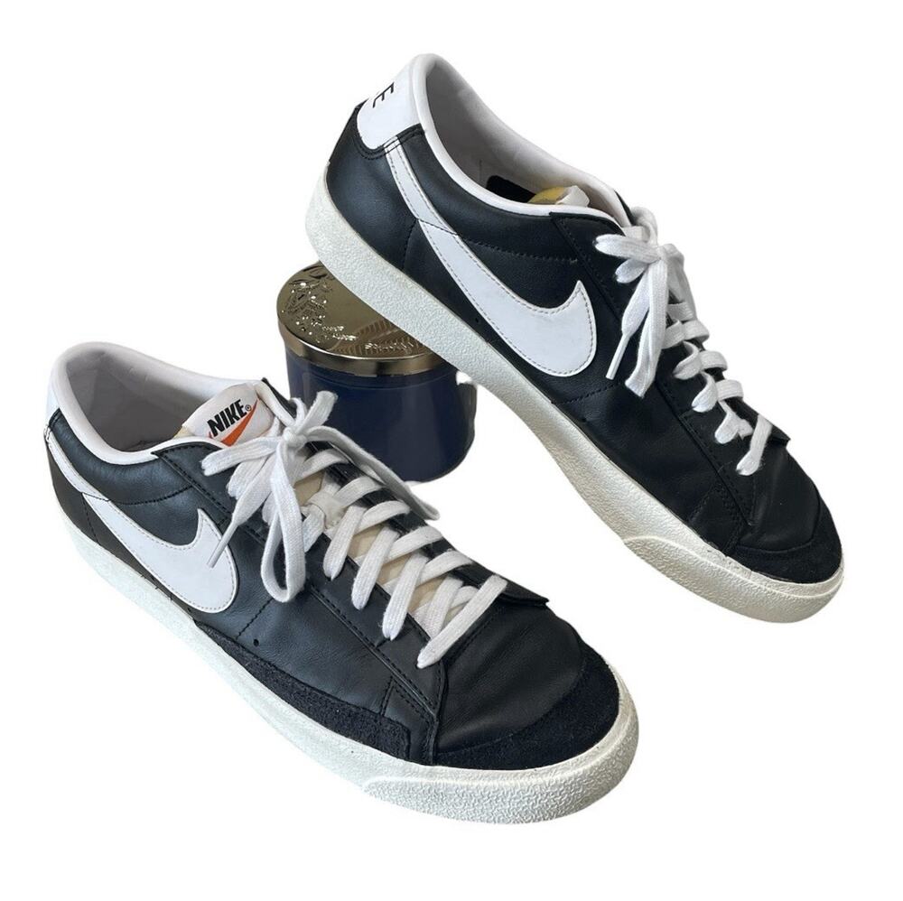 Nike Blazer Low 77 Vintage Black/White Leather Sneakers DA6364-001 Men’s Size 12
